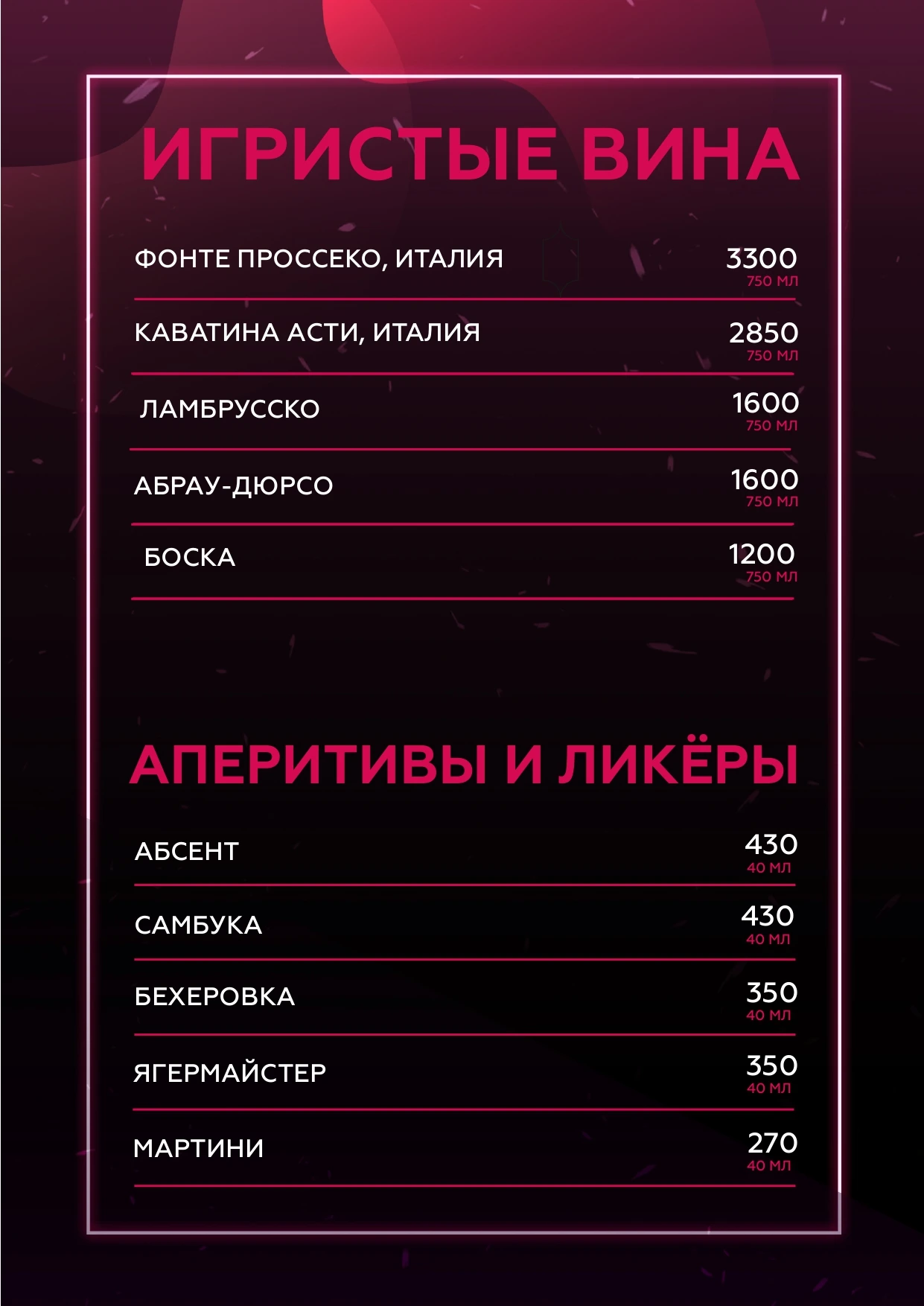 Страница меню